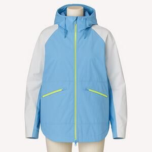 Free People Movement Singin’ in the Rain Packable Rain Jacket Blue White Large